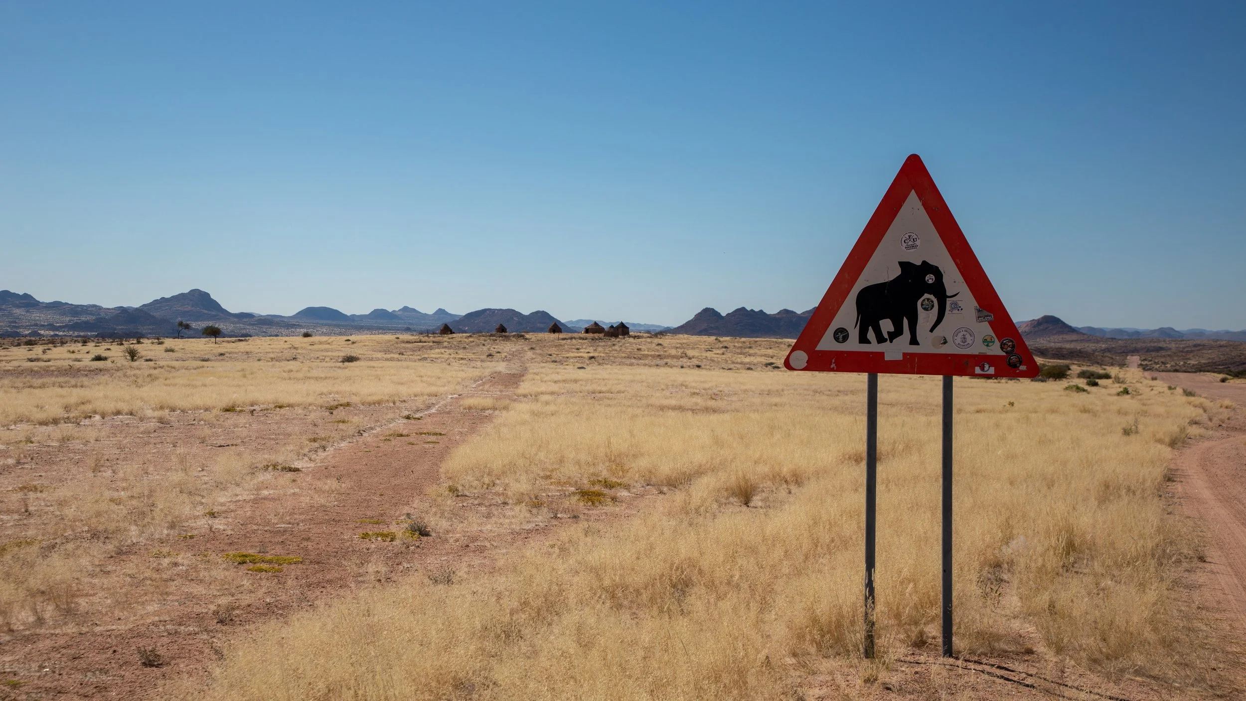  A small number of desert-adapted elephants roam the area, but we only saw the sign 