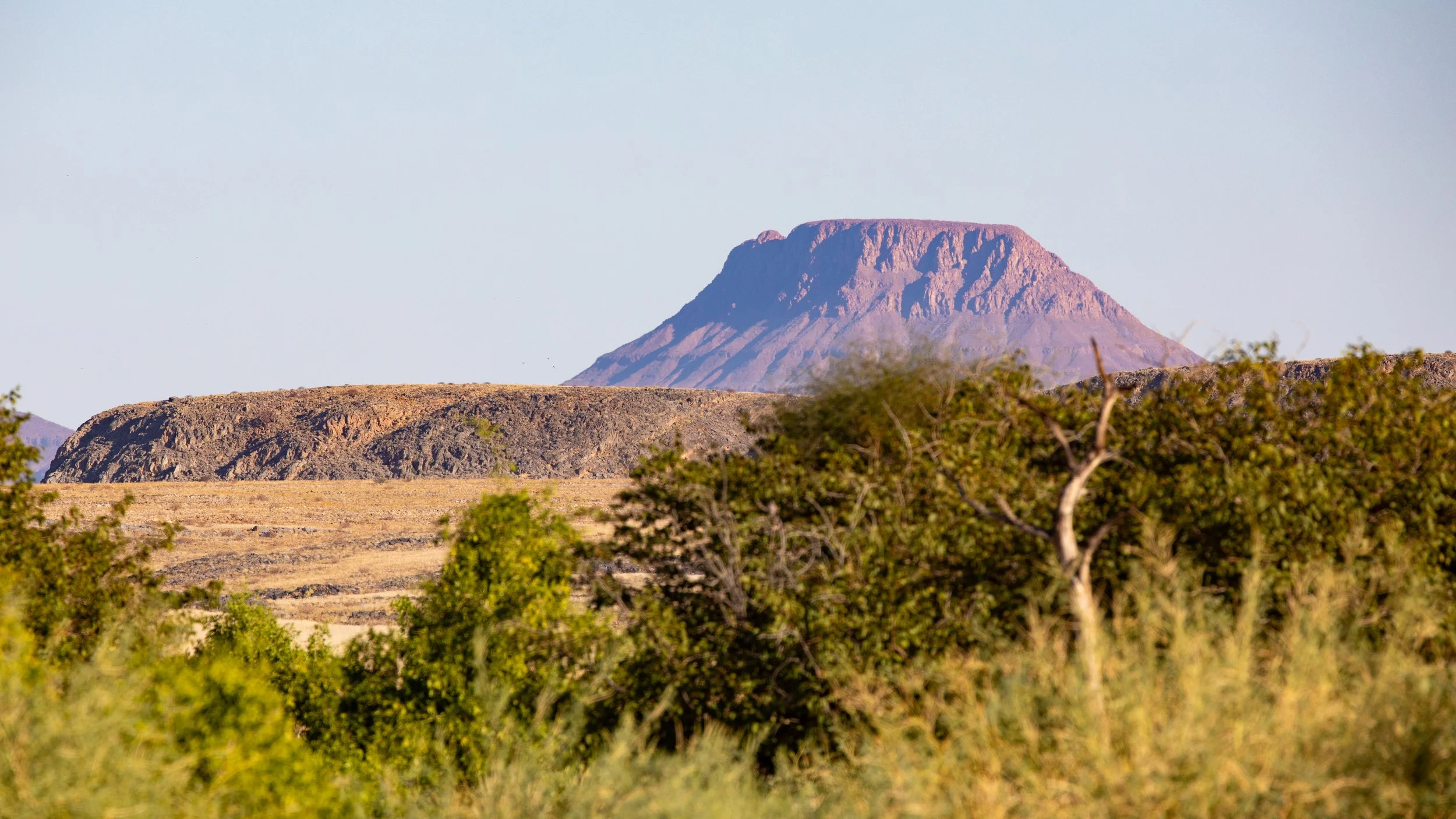  Exploring the varied terrain of the Doros conservatory with Brandberg mountain in the backdrop 