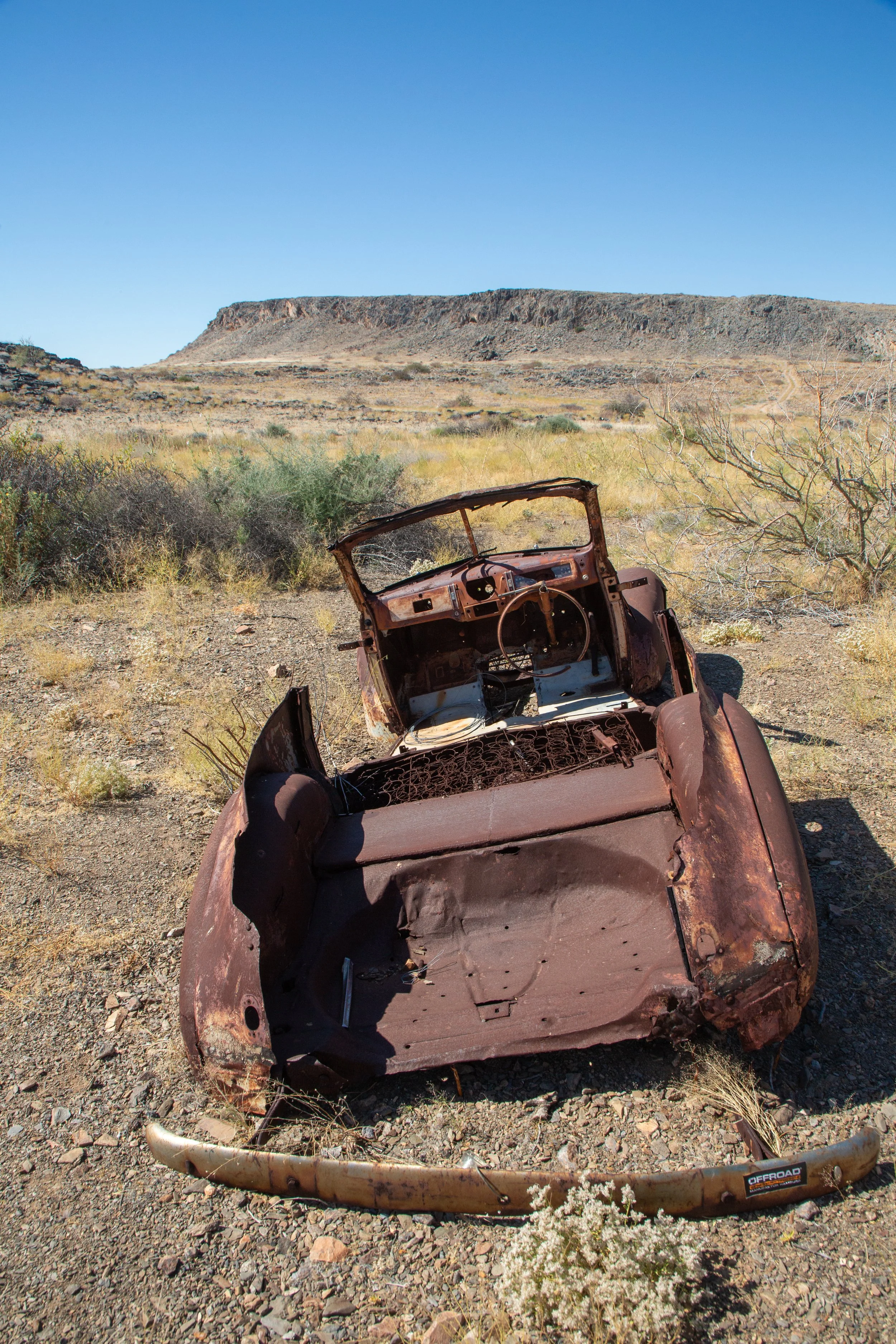  Not clear how long the car has been here, but it did provide an interesting contrast to the surrounding desert 