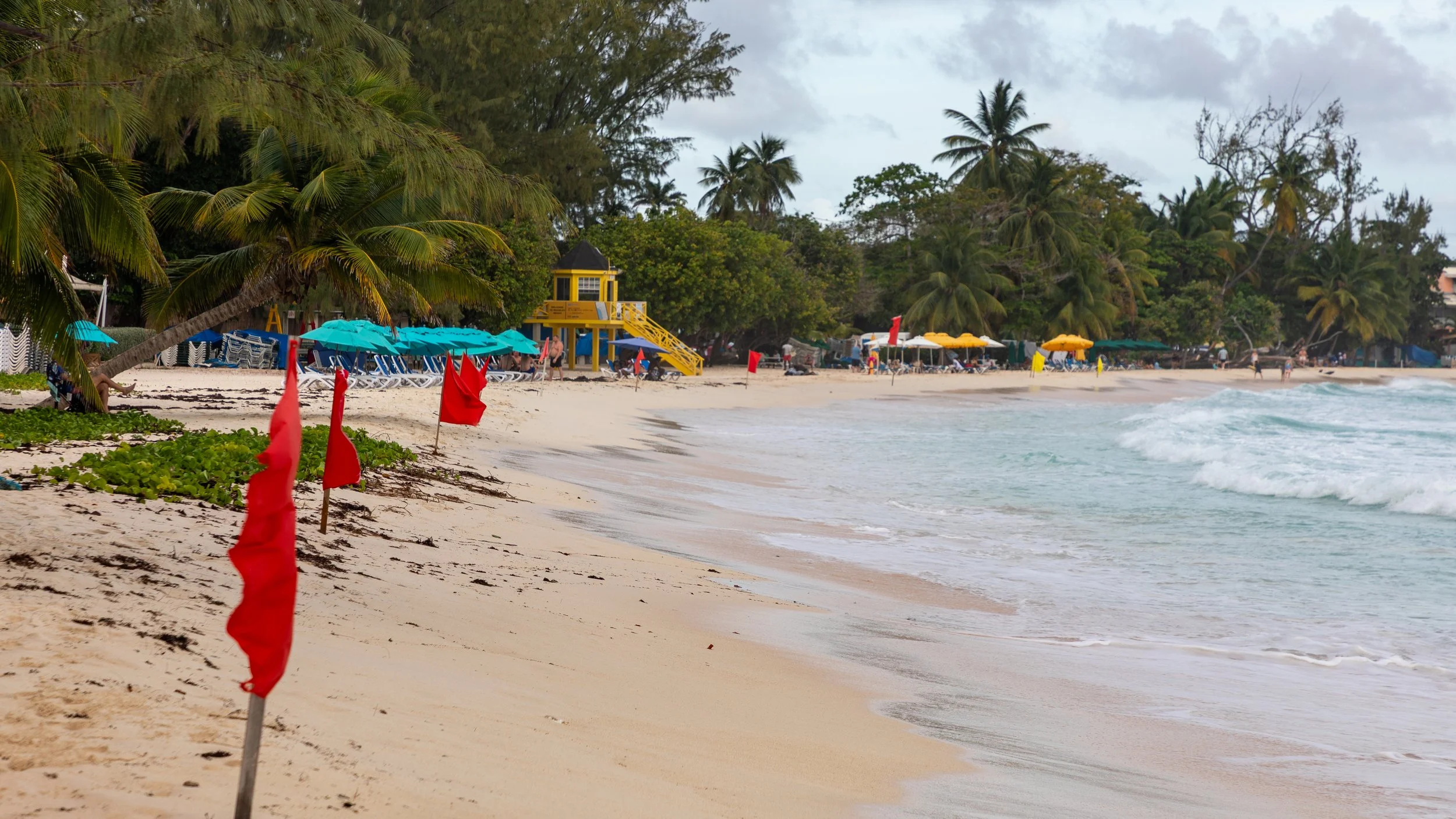  Red flags make it clear that the water is not for swimming 