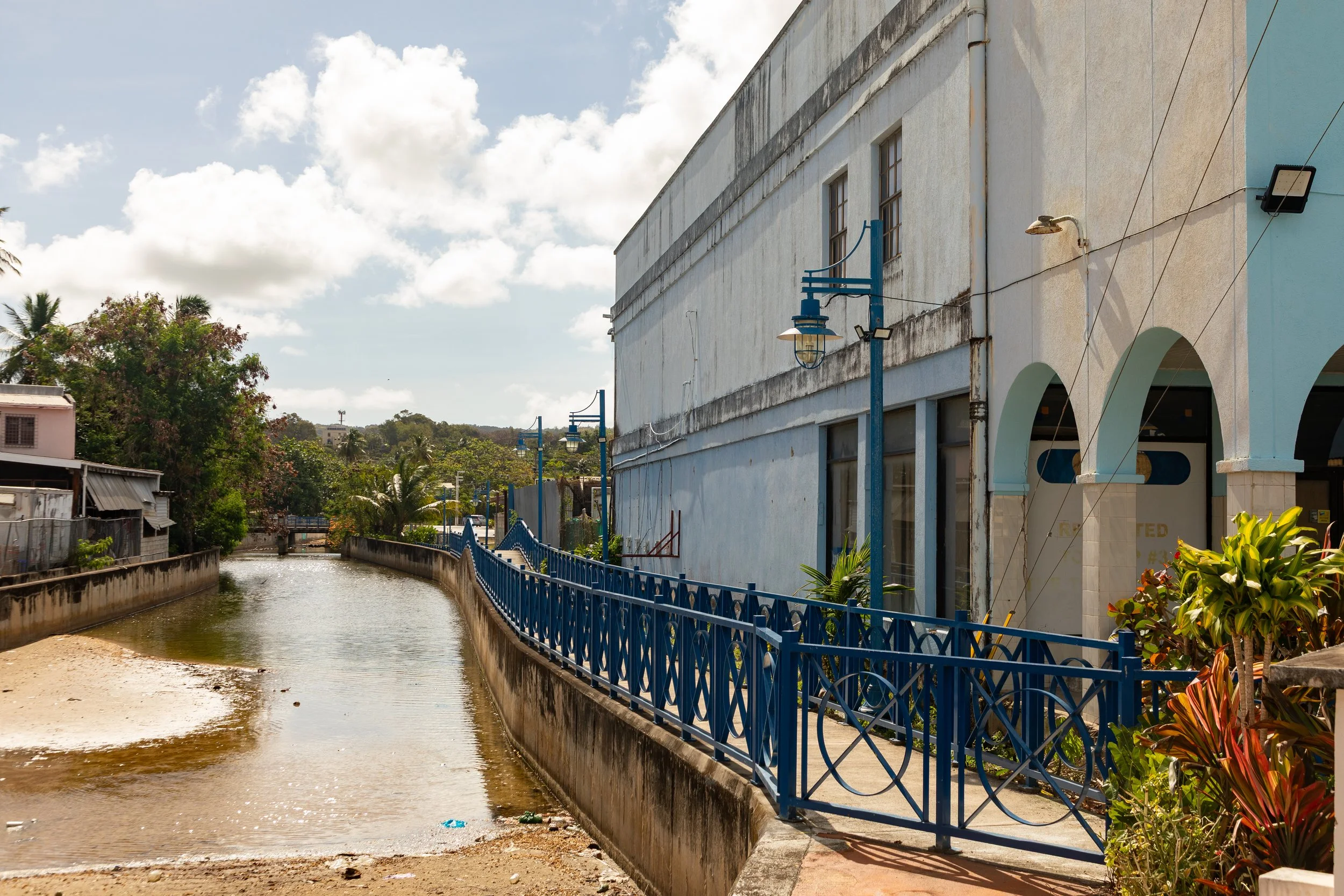  A small canal winds through the town to the beach 