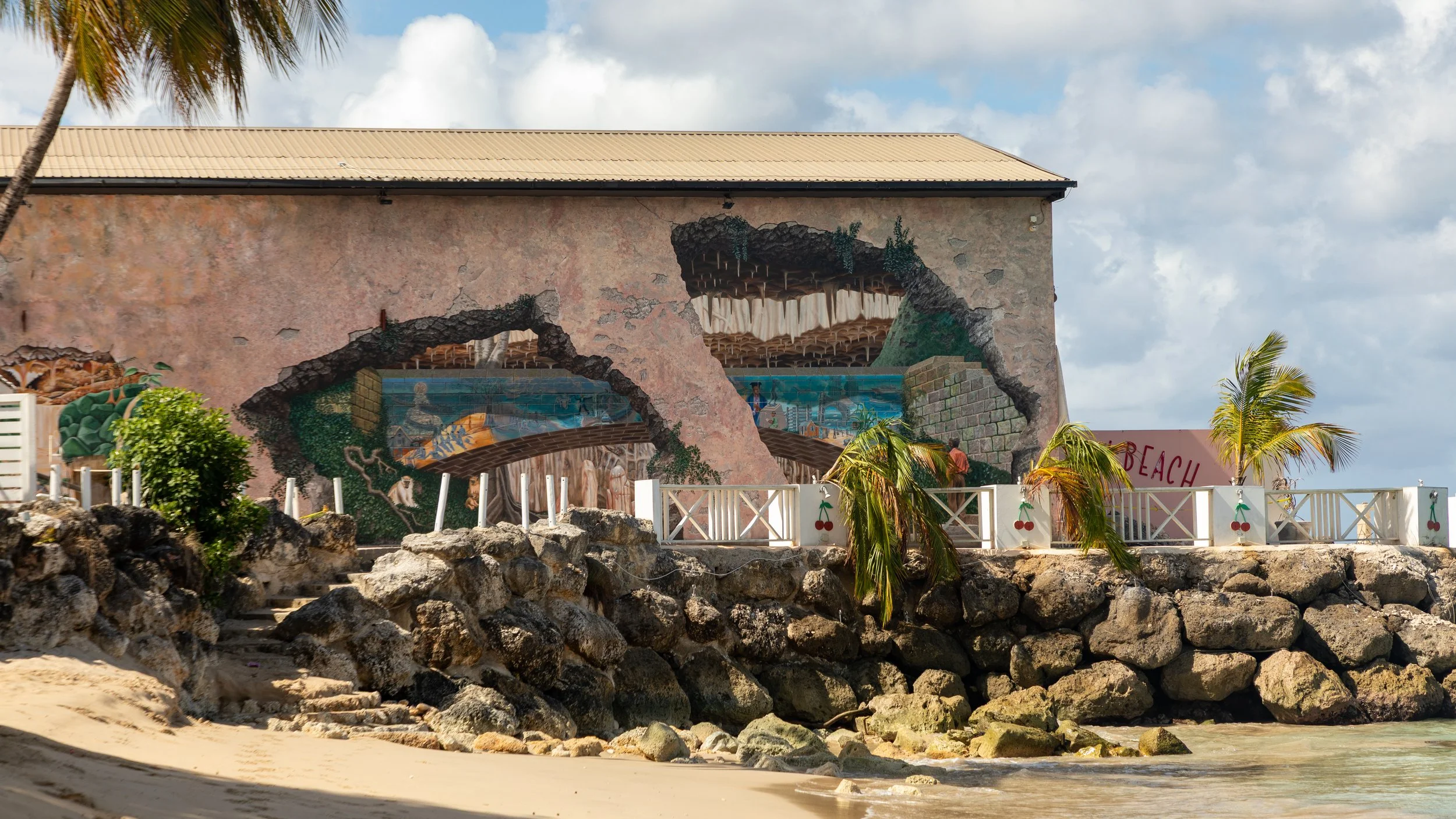  The Speightstown Mural tries to create a landscape illusion on the bridge wall 