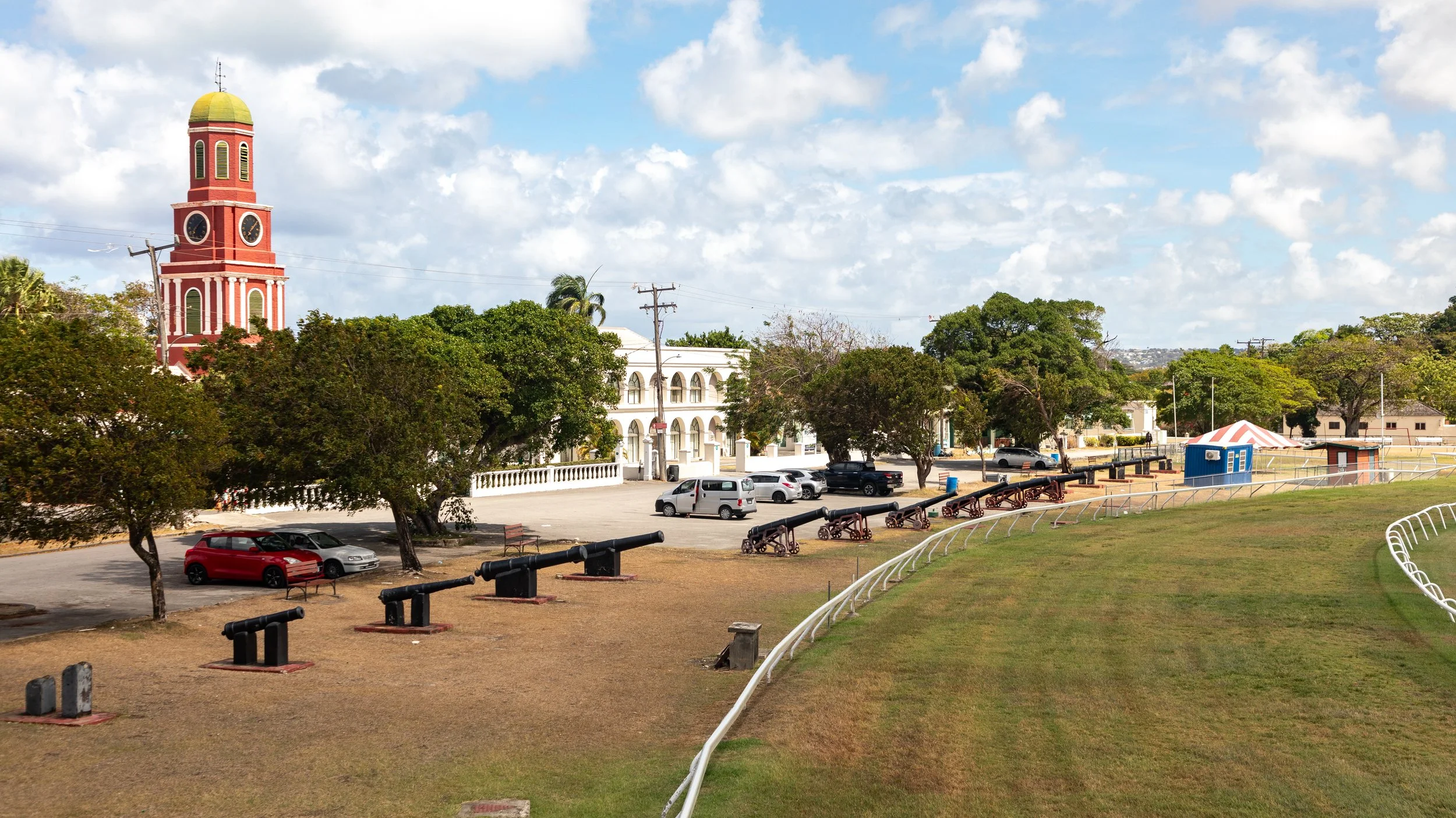  Garrison Savannah, a UNESCO World Heritage site. The grassy area in the foreground is the Garrison Savannah Horse Race Track 