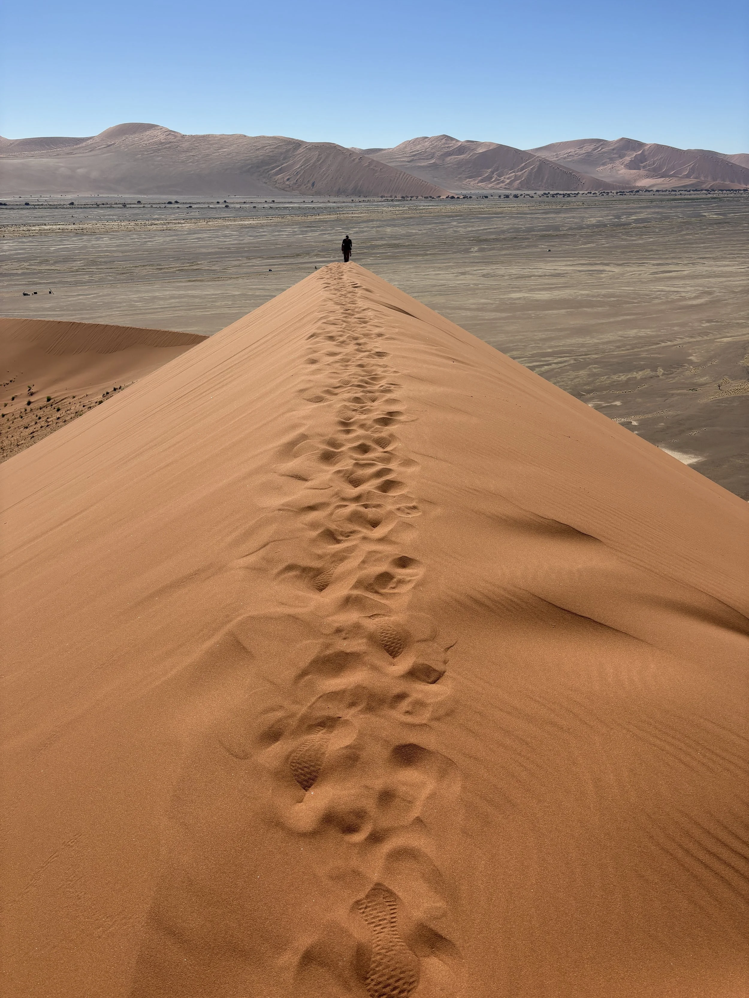  Climbing to the top of 170m Dune 45, named for the distance down the road from the national park entrance gate 