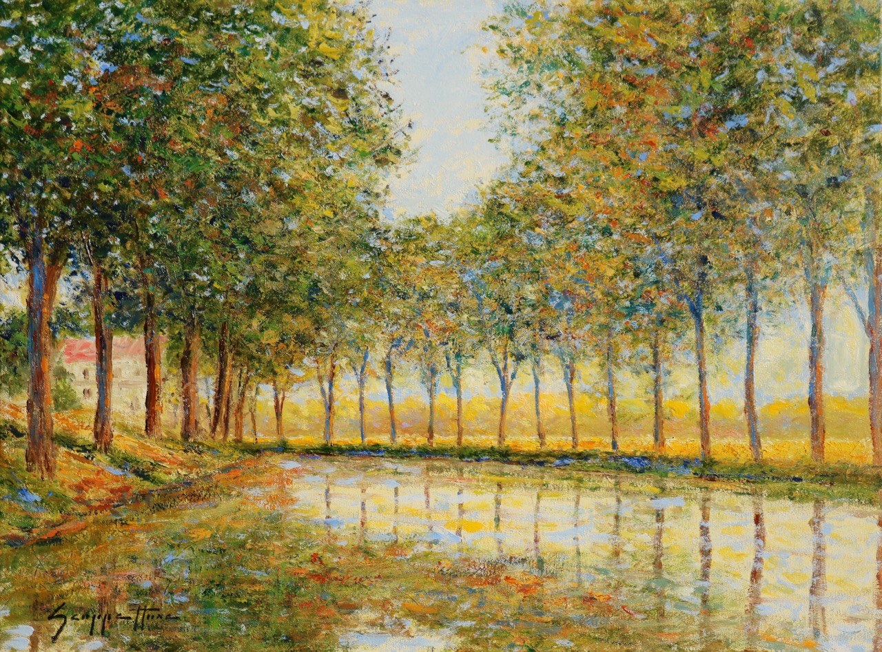 James Scoppettone, River Reflections , 18" x 24", oil on canvas, courtesy of Chloe Gallery 