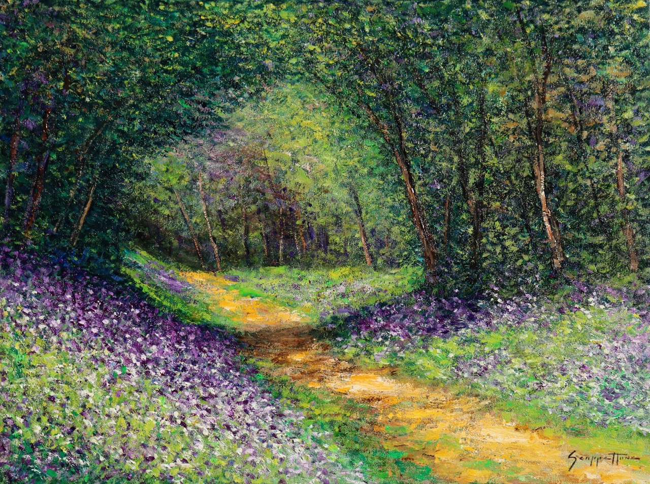 James Scoppettone, Secret Garden Path , 18"x24", oil on canvas, courtesy of Chloe Gallery