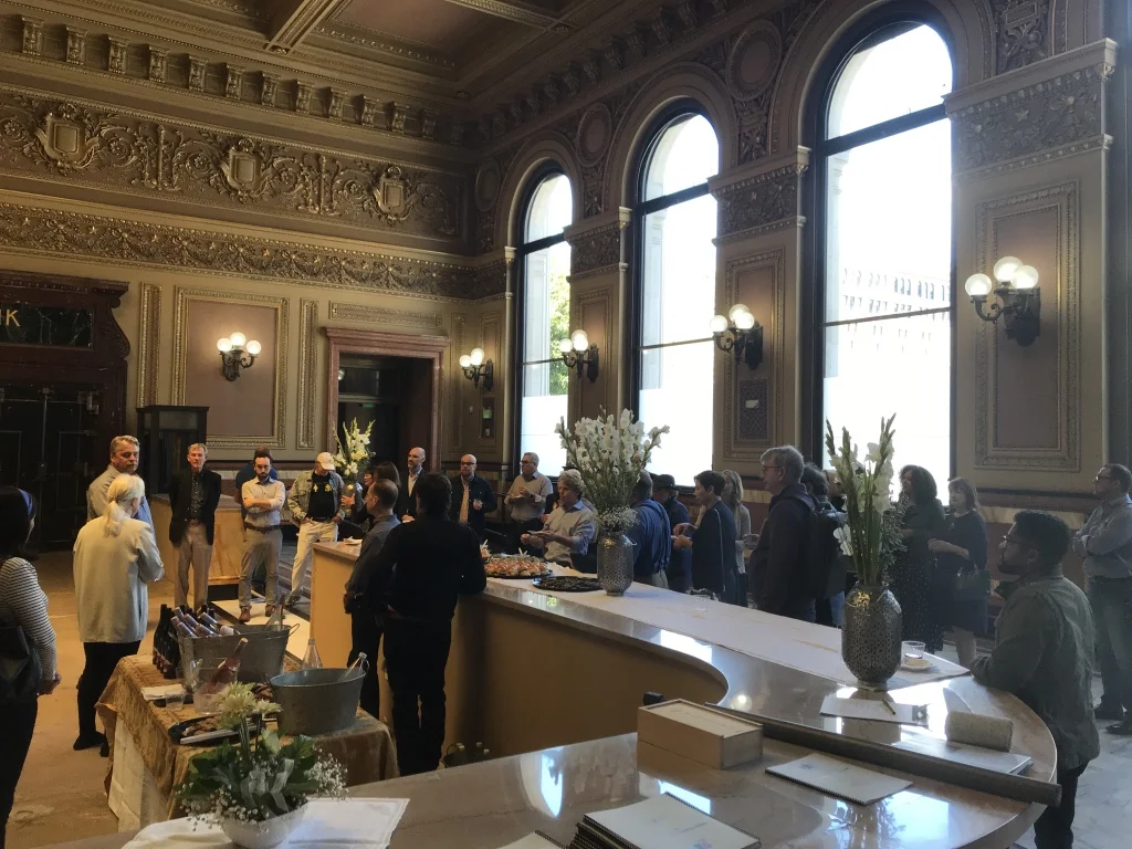 Members of ICAA enjoying Wine and Bites in the Banking Hall