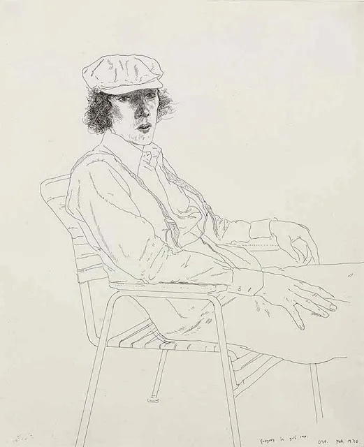 David Hockney, Gregory, Arizona Biltmore ink on paper, Drawn in 1976 from the estate of Anthony Hail, image from Christie's