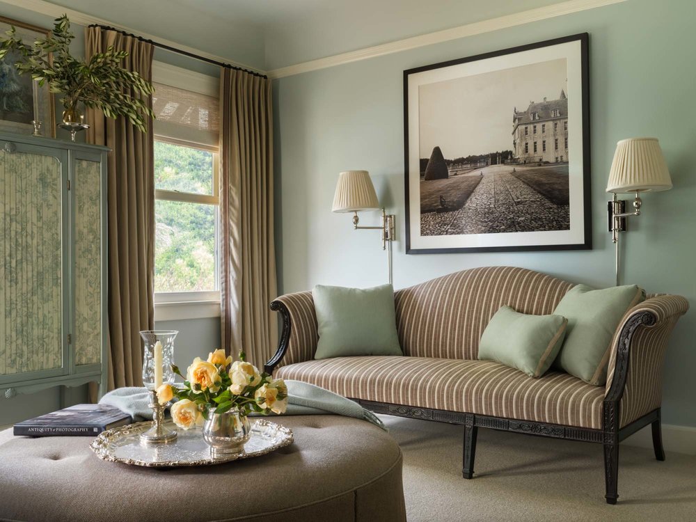 Instead of buying a new sofa, Martin Young Design reupholstered their client's heirloom settee. Photo: Jose Manuel Alorda.