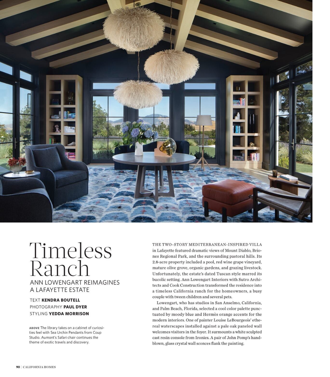 Congrats to @annlowengartinteriors for their Lafeyette residence featured in the July/August issue of @calhomesmagazine 👏 Link in bio to read the full feature. #clientpress