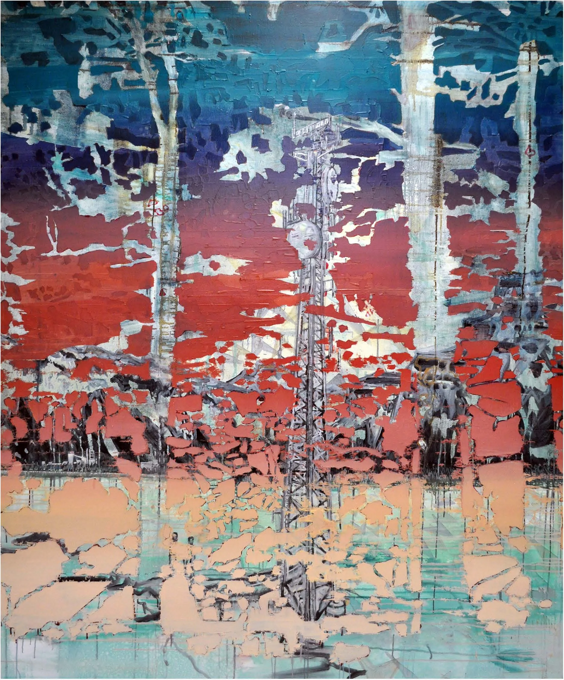   Cottage Country 3G   Oil and masking tape on Canvas 75” x 50” 