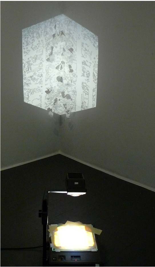   Equinox  Line drawing projection on vellum, wire, and a corner 50” x 36” 