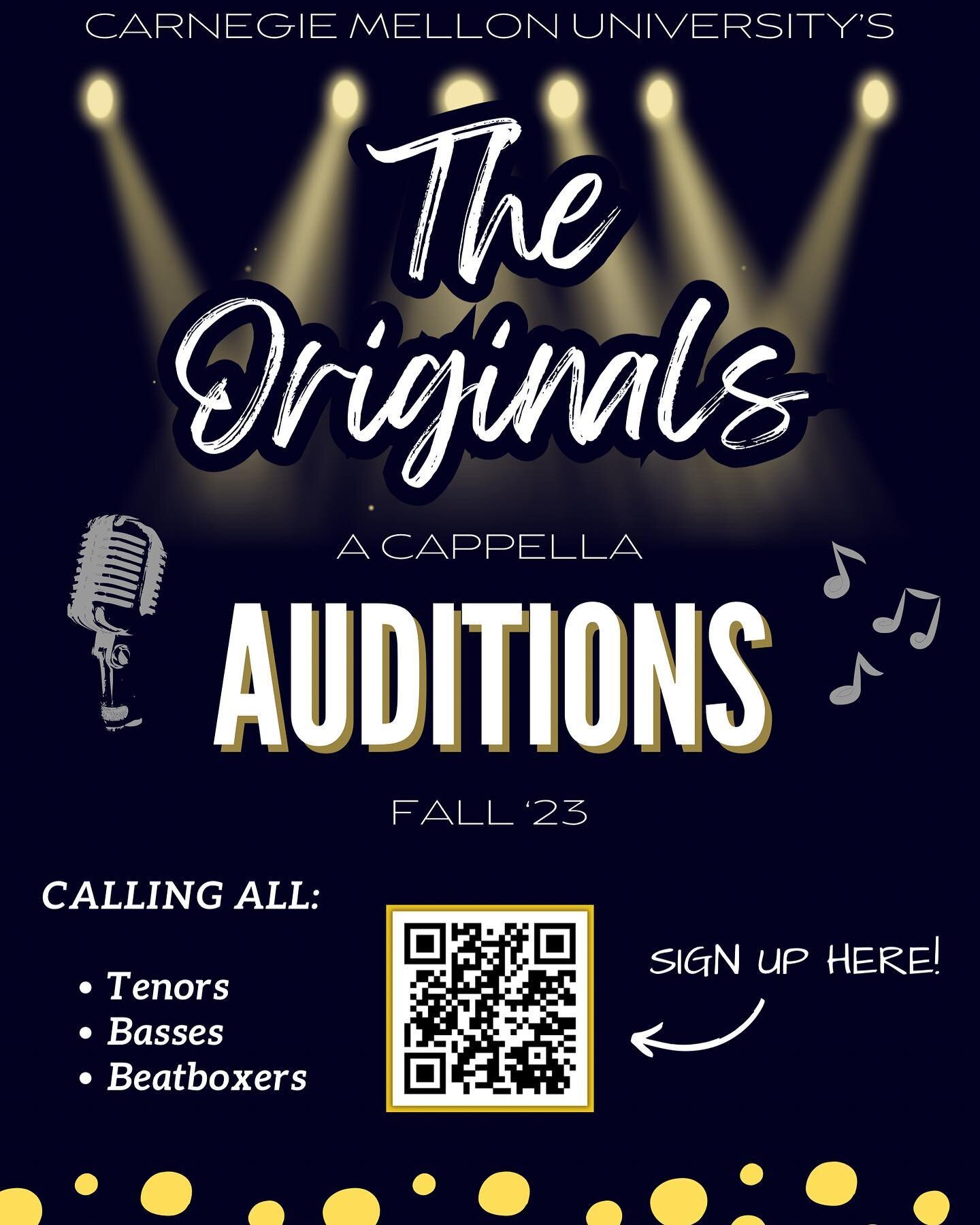 The Originals are back on campus and pumped for an exciting new semester!! Want to become part of our family? Join us at auditions, this Thursday, Friday, and Saturday (Sept. 7, 8, &amp; 9)! 
To sign up, visit our website&rsquo;s audition section (th