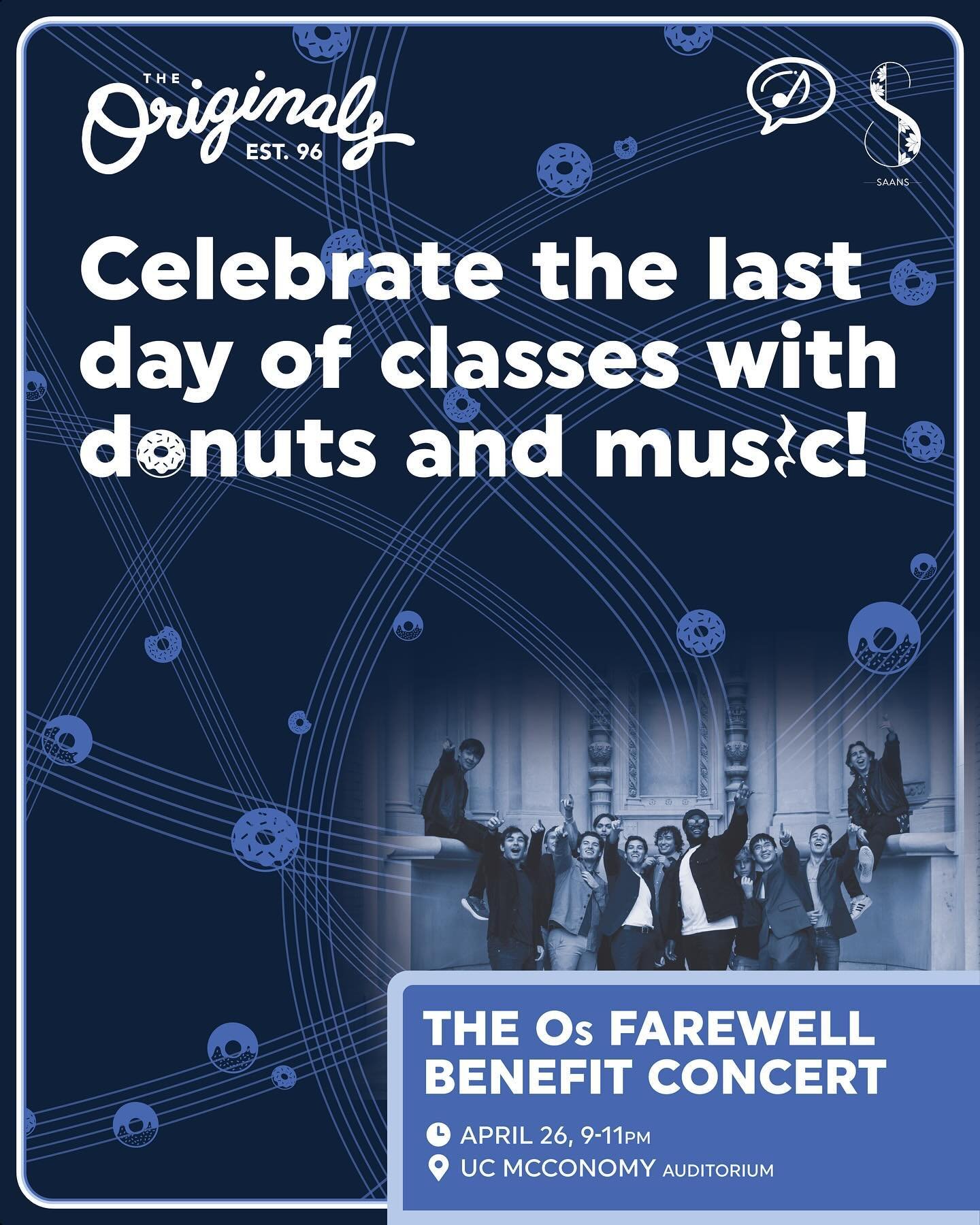 Going out with a BANG! We are hosting a Farewell O&rsquo;s Concert this Friday 4/26 from 9-11pm in McConomy Auditorium. Come celebrate the history of our organization, watch some amazing performances from individuals and groups across campus. All pro