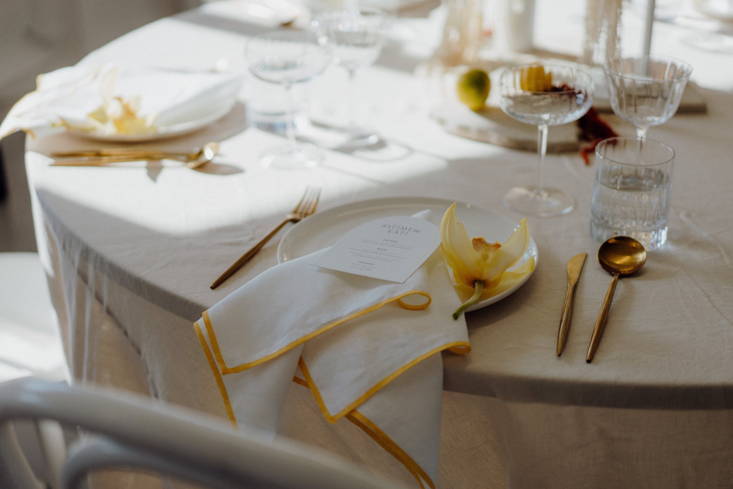 Sand Tablecloths with Beeswax Contrast Hem Napkins