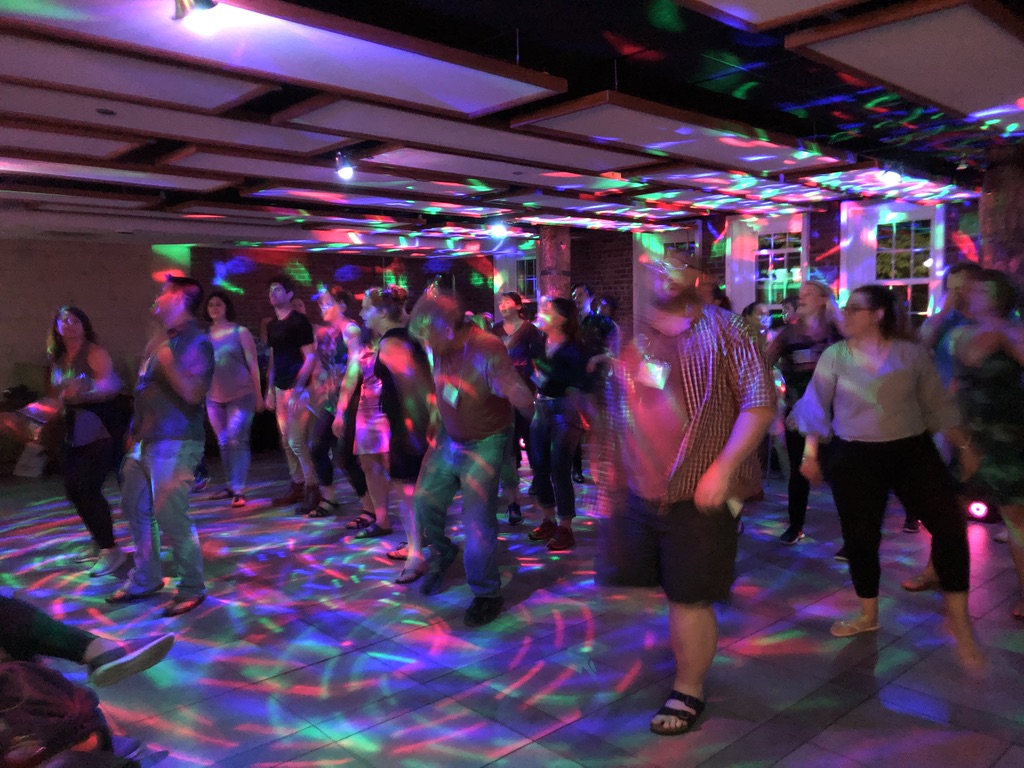 Impromptu flash dance to Rolling on the River, led by Ellen Yezierski and Justin Carmel.
