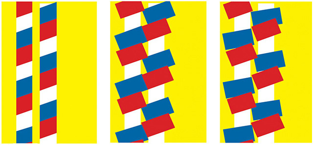 Proximities 3, Amanda Curreri, “Double Barbershop Poles (Masked, Unmasked, and Askew)” (2011)