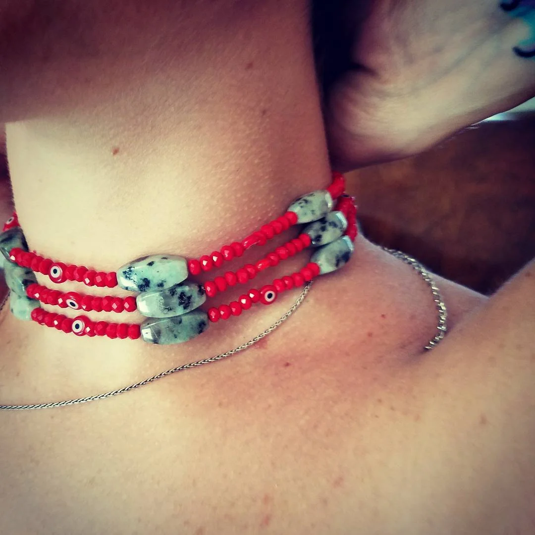 Evil Eye/Kiwi Jasper Choker