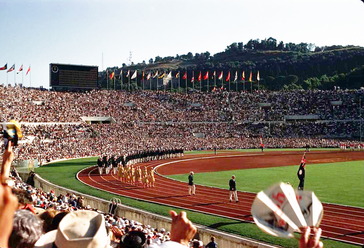 The Opening Ceremony of the 1960 Olympics in Rome's Stadio Olimpico.