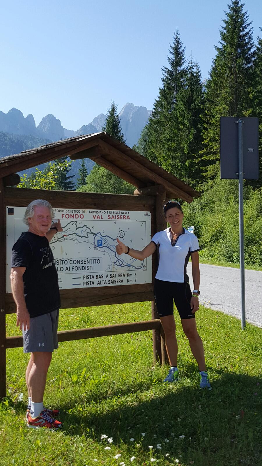 Kelly and Gabriella look at the map of the cross country ski trails in the Valley.
