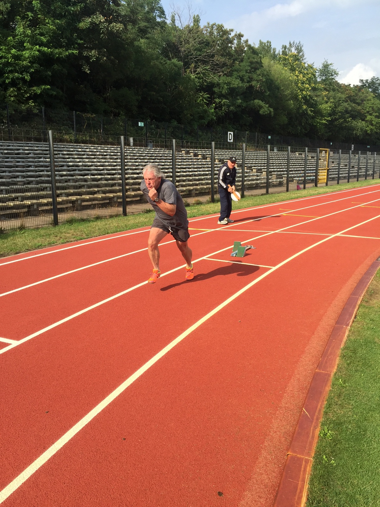 It's all about the start. Here I channel Aspen High School Track Coach James Aldridge as I "Bolt" from the blocks.