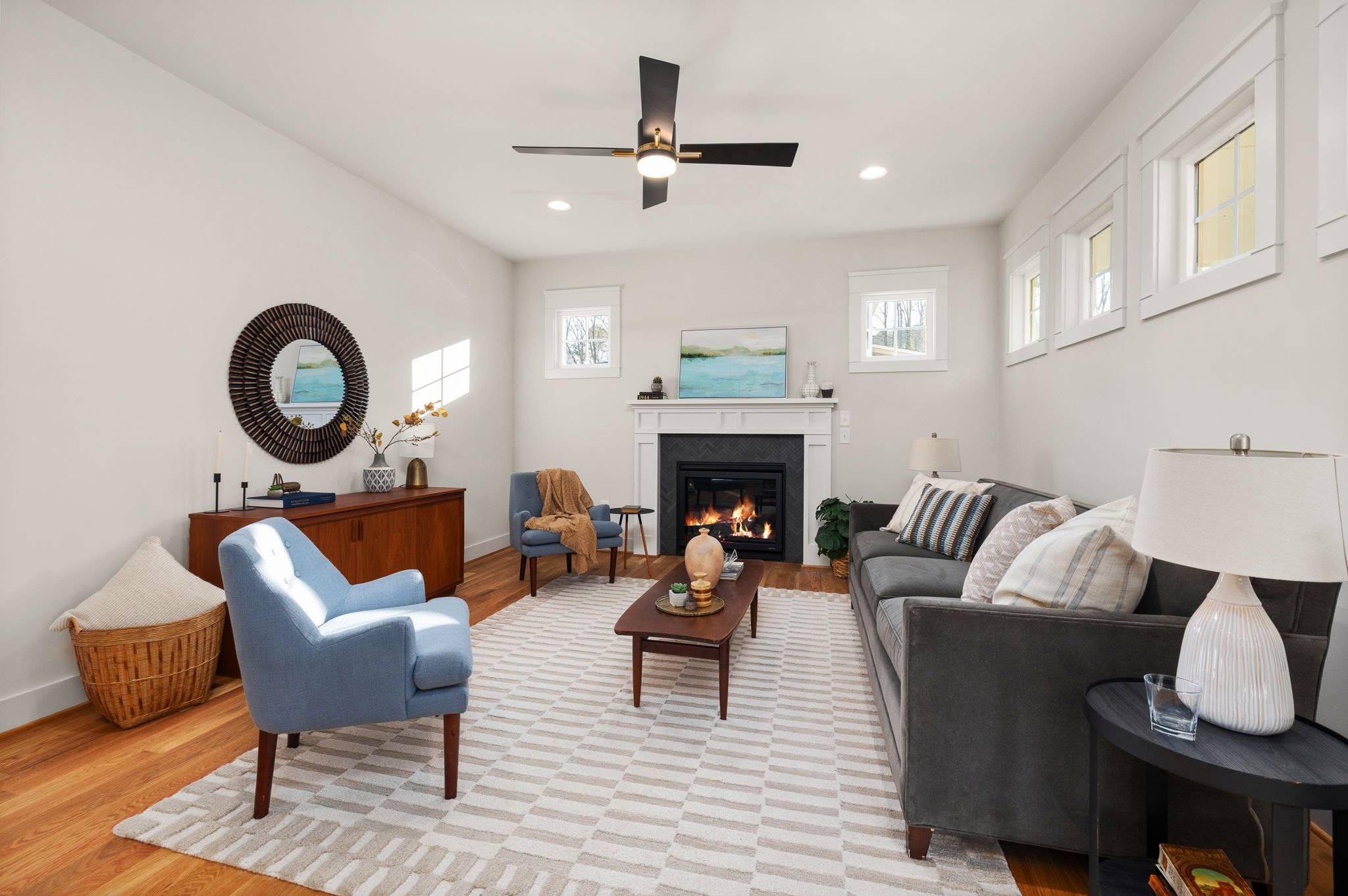 Franklin II Living Room Natural Light Fireplace