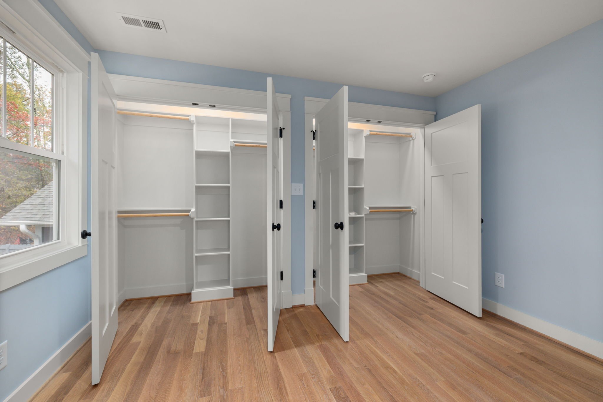 Thompson I Primary Bedroom Closets Wood Shelves