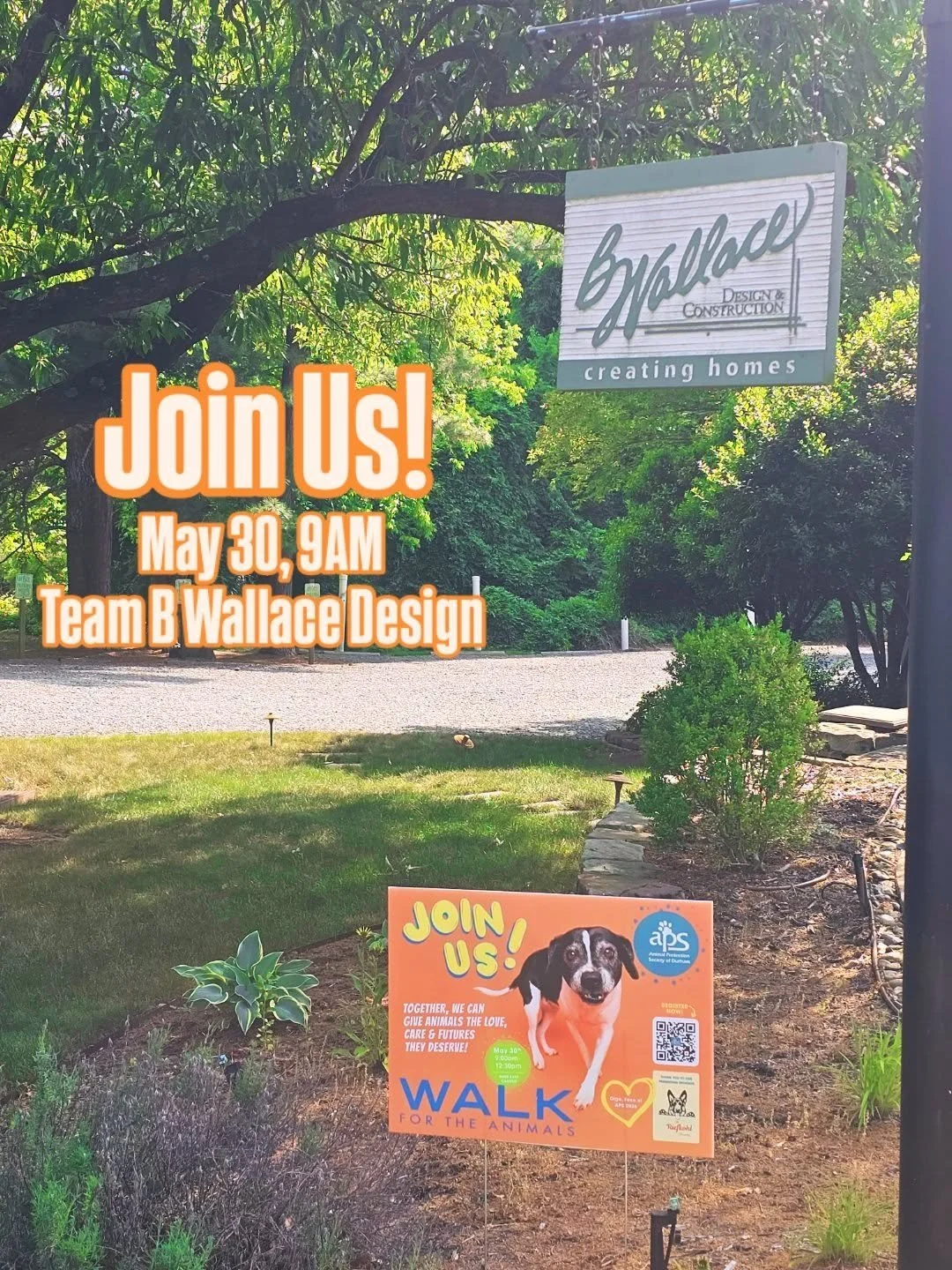 Join Us for the @aps_of_durham 2026 Walk for the Animals. Our team will be there for the walk, and we would love to see you!  Nothing makes a house into a home quite like a rescue pet ❤️ Join team B Wallace Design at https://secure.qgiv.com/event/202