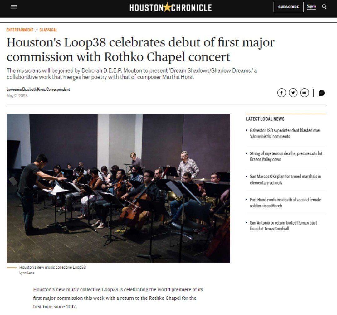 🗞📰 We are so thrilled to share this article in the @houstonchron previewing Thursday's concert in the @rothko_chapel!

Register for tickets before they're gone, and read this lovely feature at the link in our bio!

Deep thanks to @craighauschildt ,