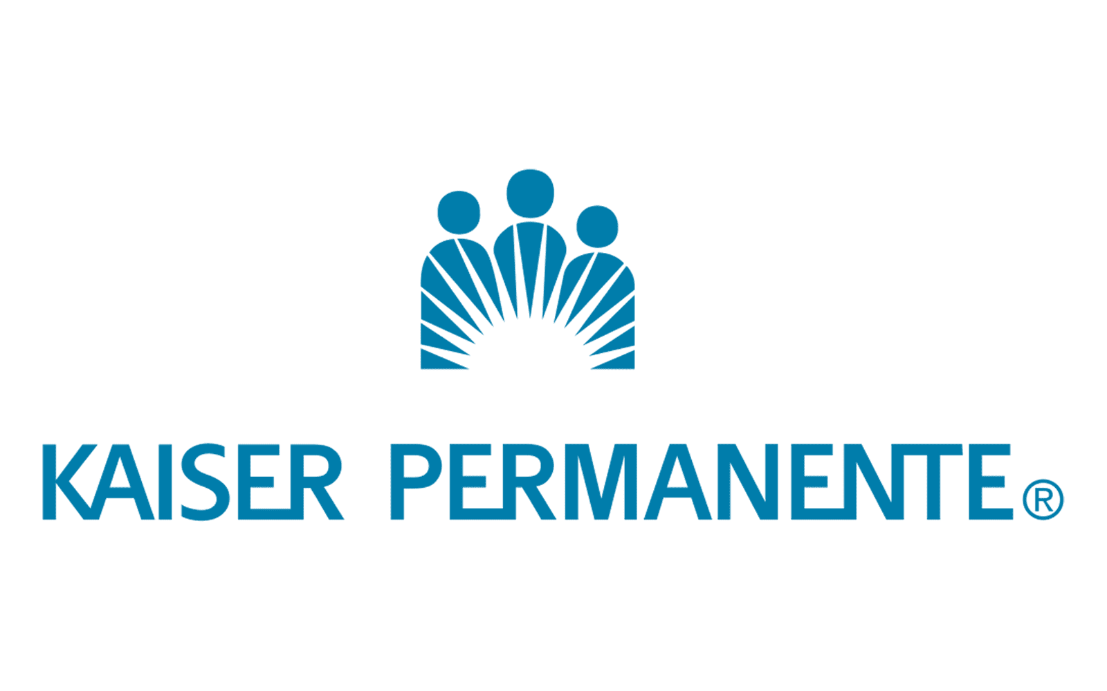 Kaiser Permanente logo with stylized blue human figures and the words 'KAISER PERMANENTE' in blue capital letters underneath.