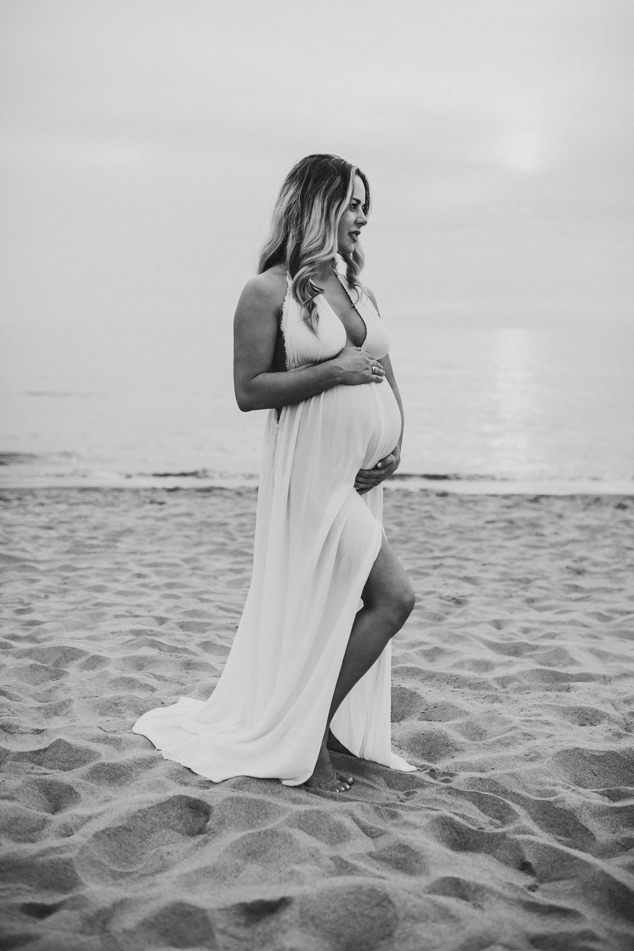 white maternity beach dress