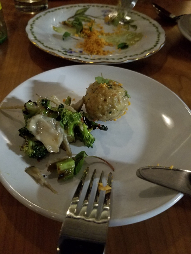Roasted broccoli and chicken meatball