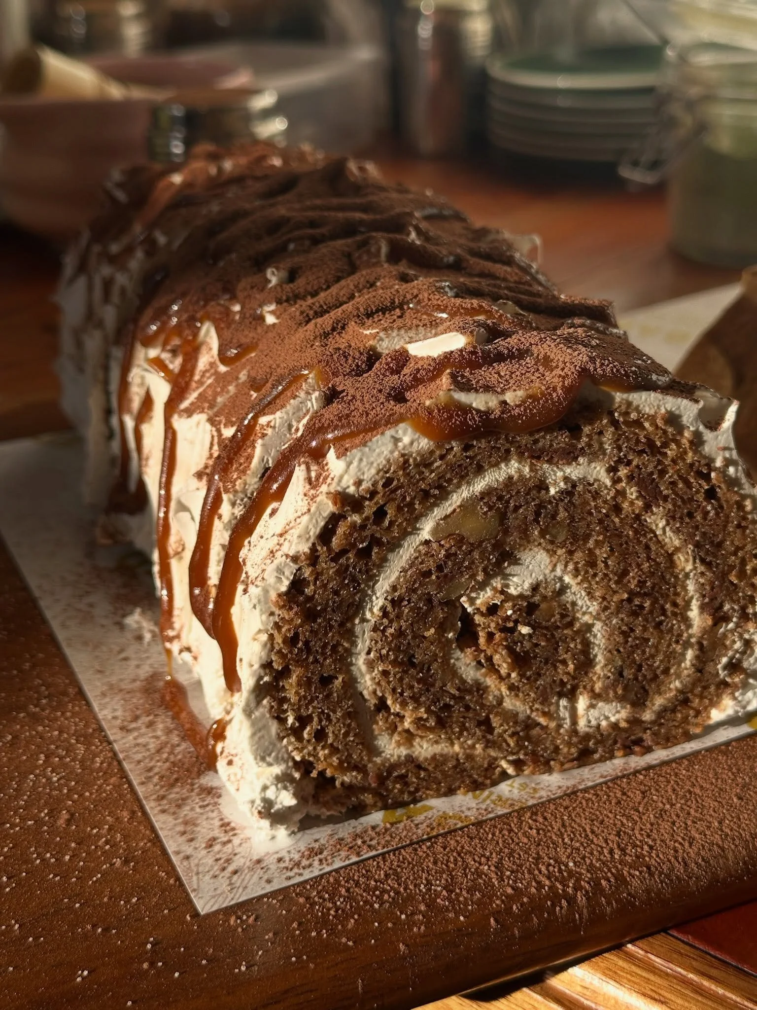 Banana bread Swiss roll in all her glory 😮&zwj;💨
Vegan / gluten free &amp; refined sugar free baby

Cafe open 8:30 - 3 Wednesday - Saturday 
75 Abel Smith street 💕