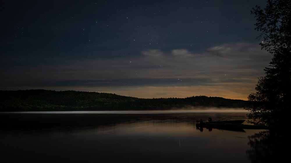 3am views over Two Rivers Lake at Killarney Lodge in Algonquin.