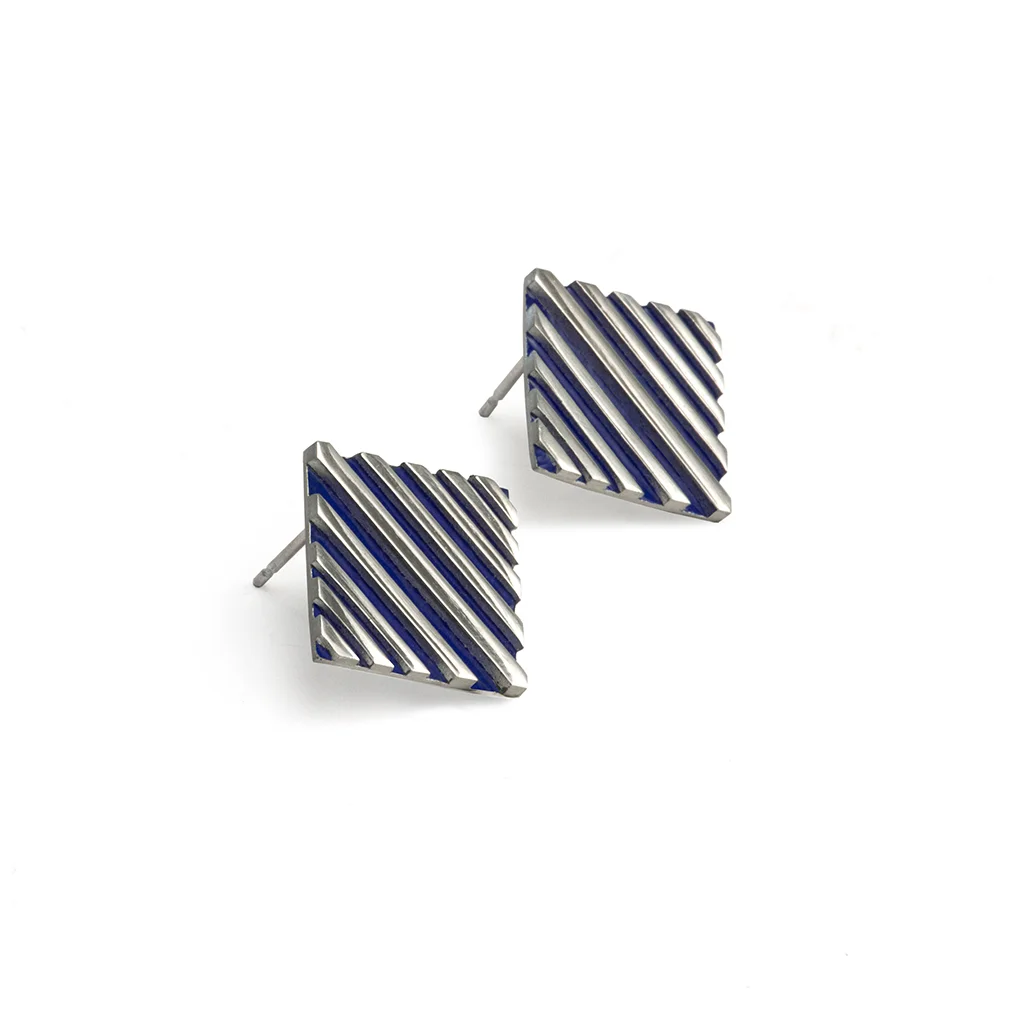 Cobalt Blue Stripe Studs