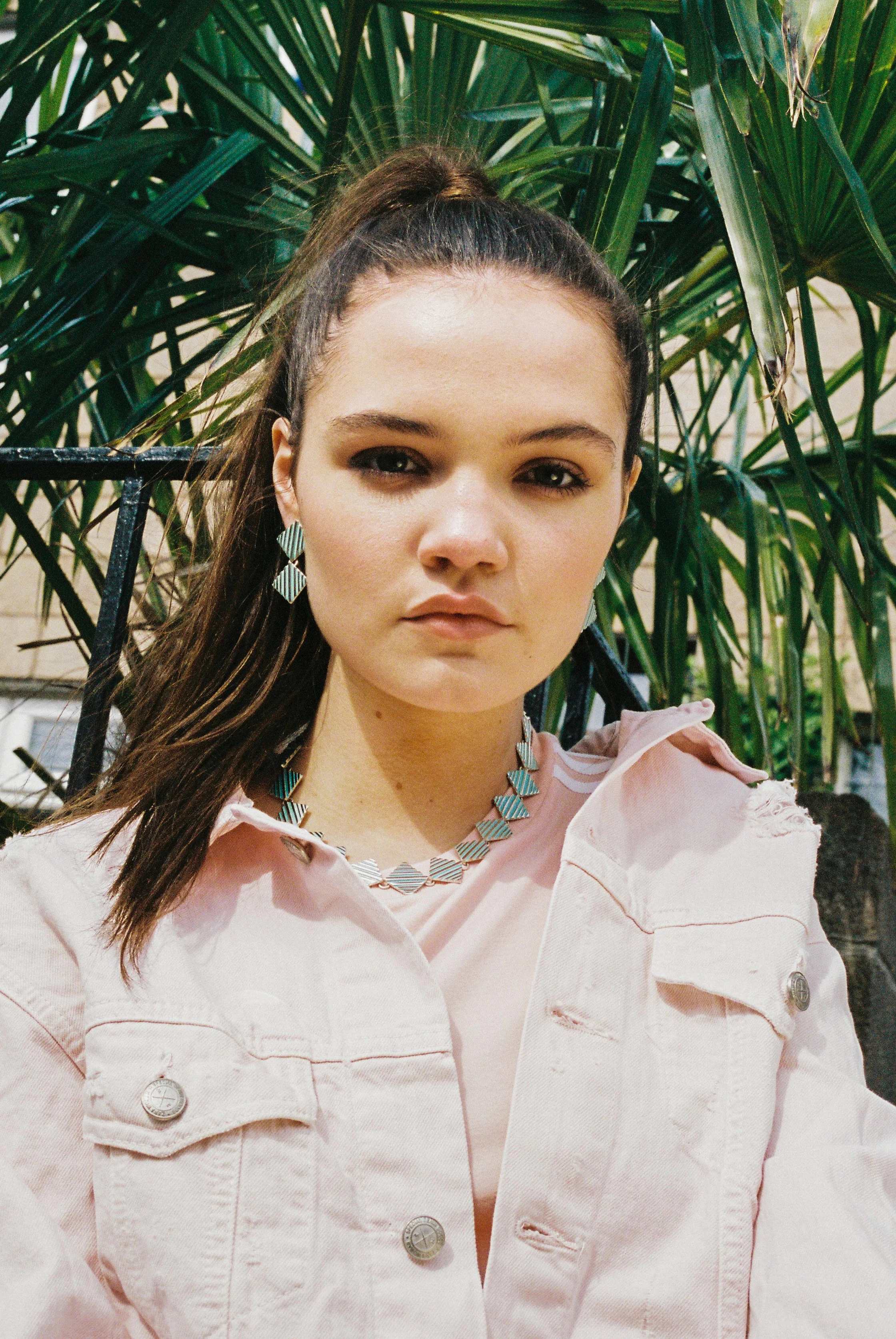 Model Wears Stripe Collection in Duck Egg Green