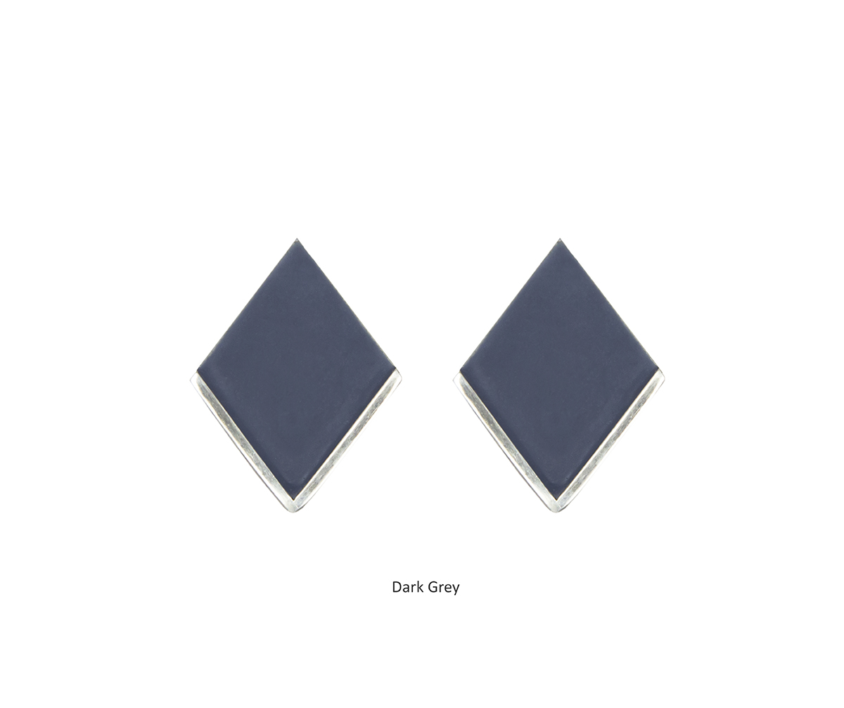Dark Grey Diamond Shaped Studs
