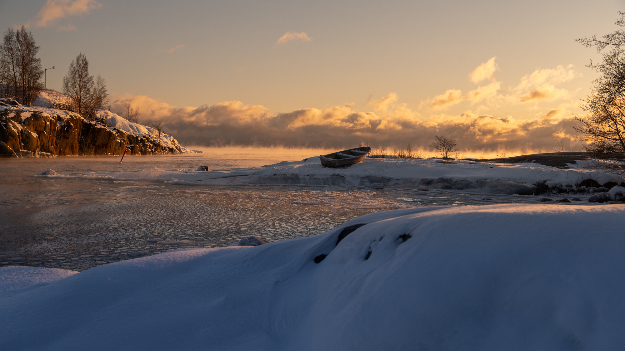 Winter zon in Helsinki, Finland