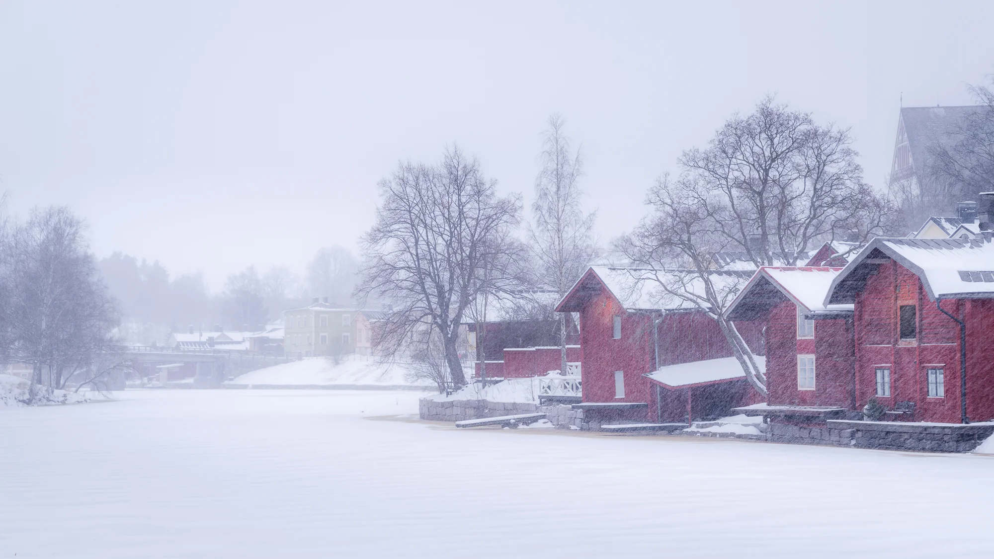 Sneeuwval in Porvoo, Finland