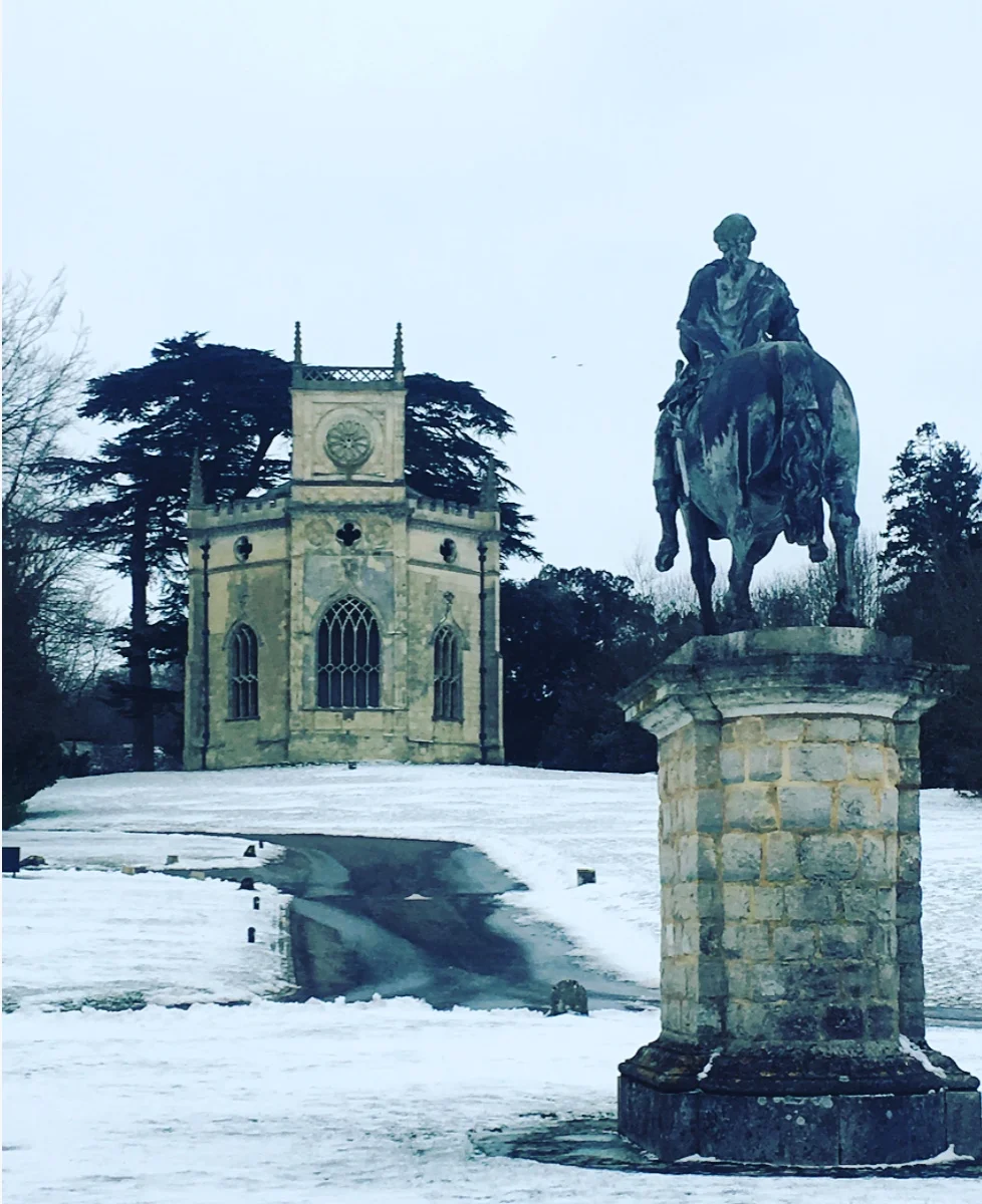 St Marys Church and a statue of Frederick Prince of Wales by John Cheere.