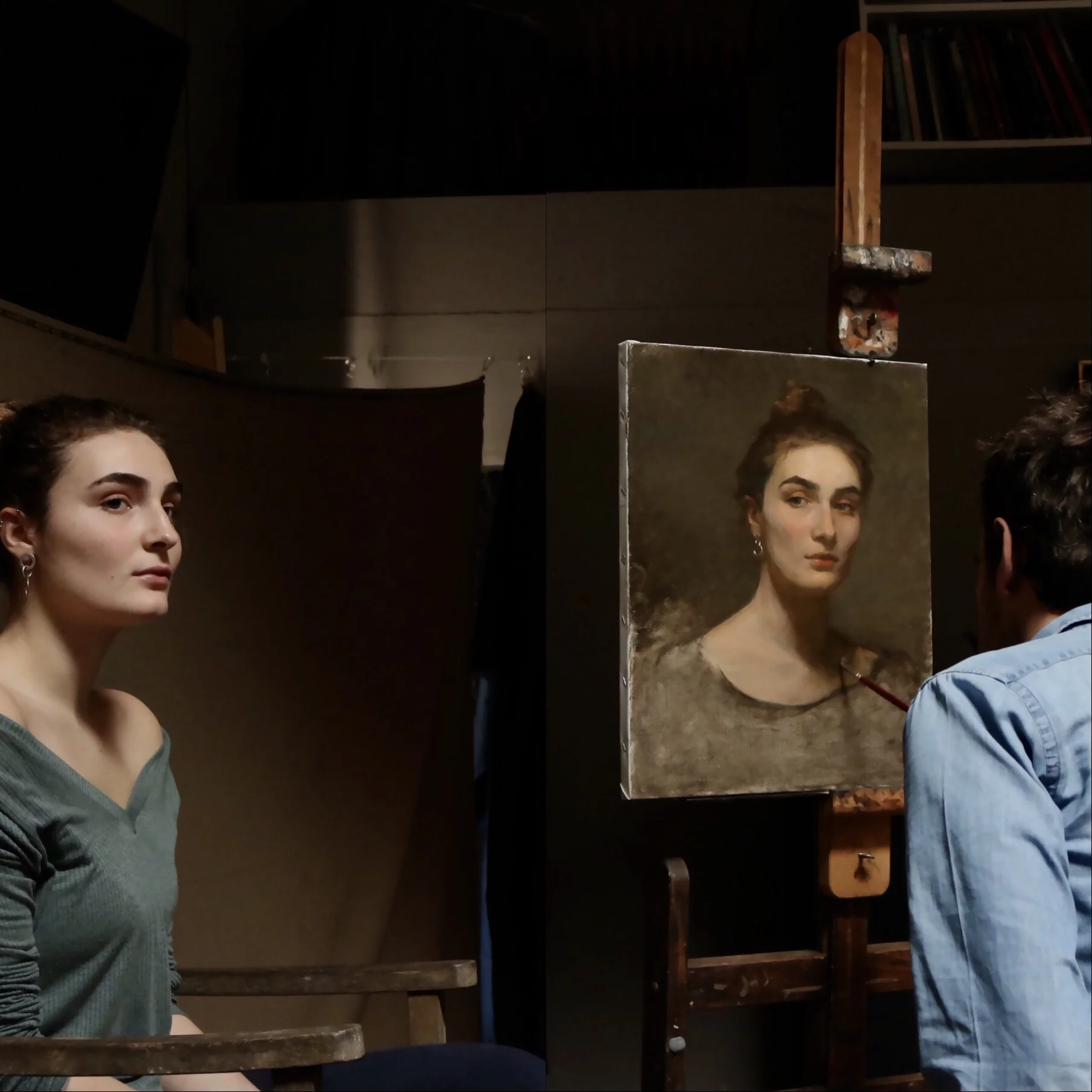 Tom Richards at work on a head study.