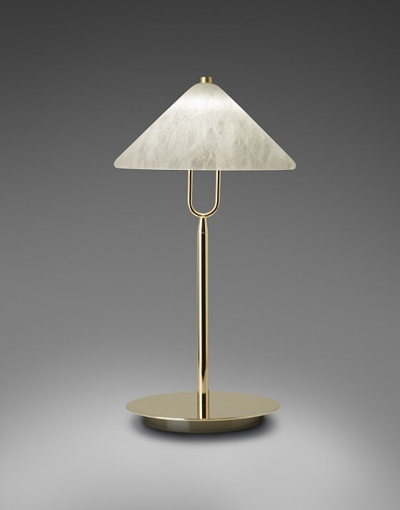 Almalight Alabaster And Brass Fuji Table Lamp