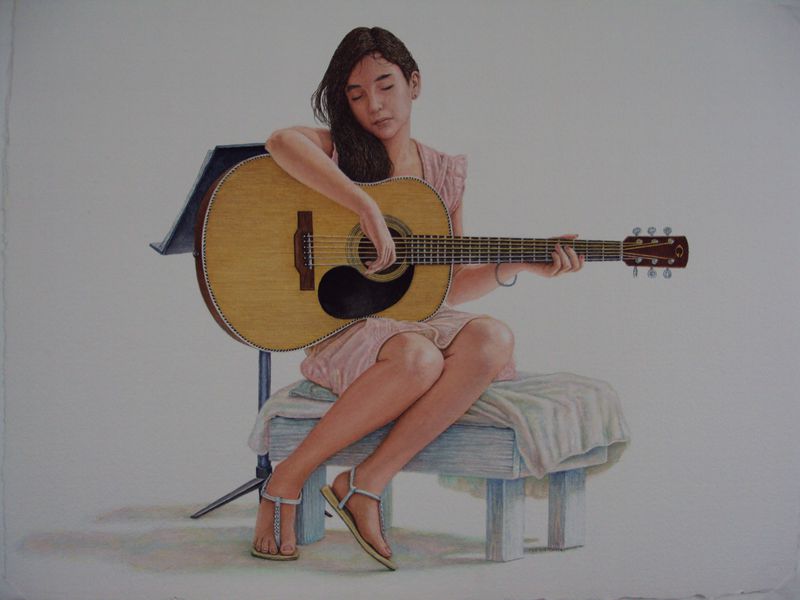 Girl with Guitar  2009  30x22  watercolor  