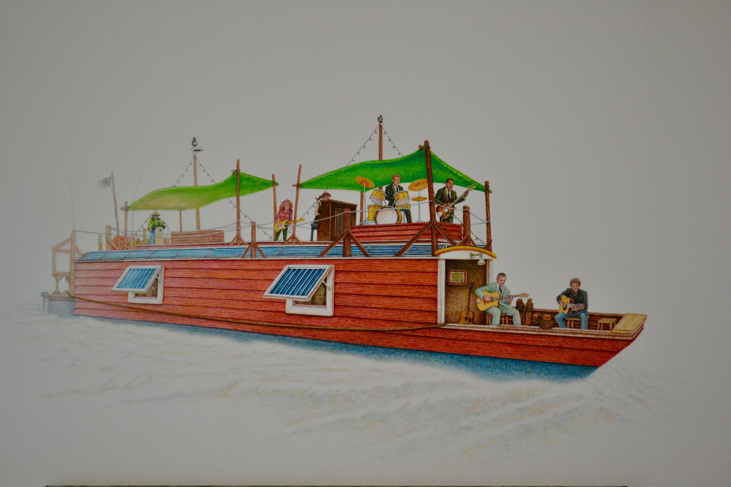 Title: Riverboat    2019    30 x 22    watercolor