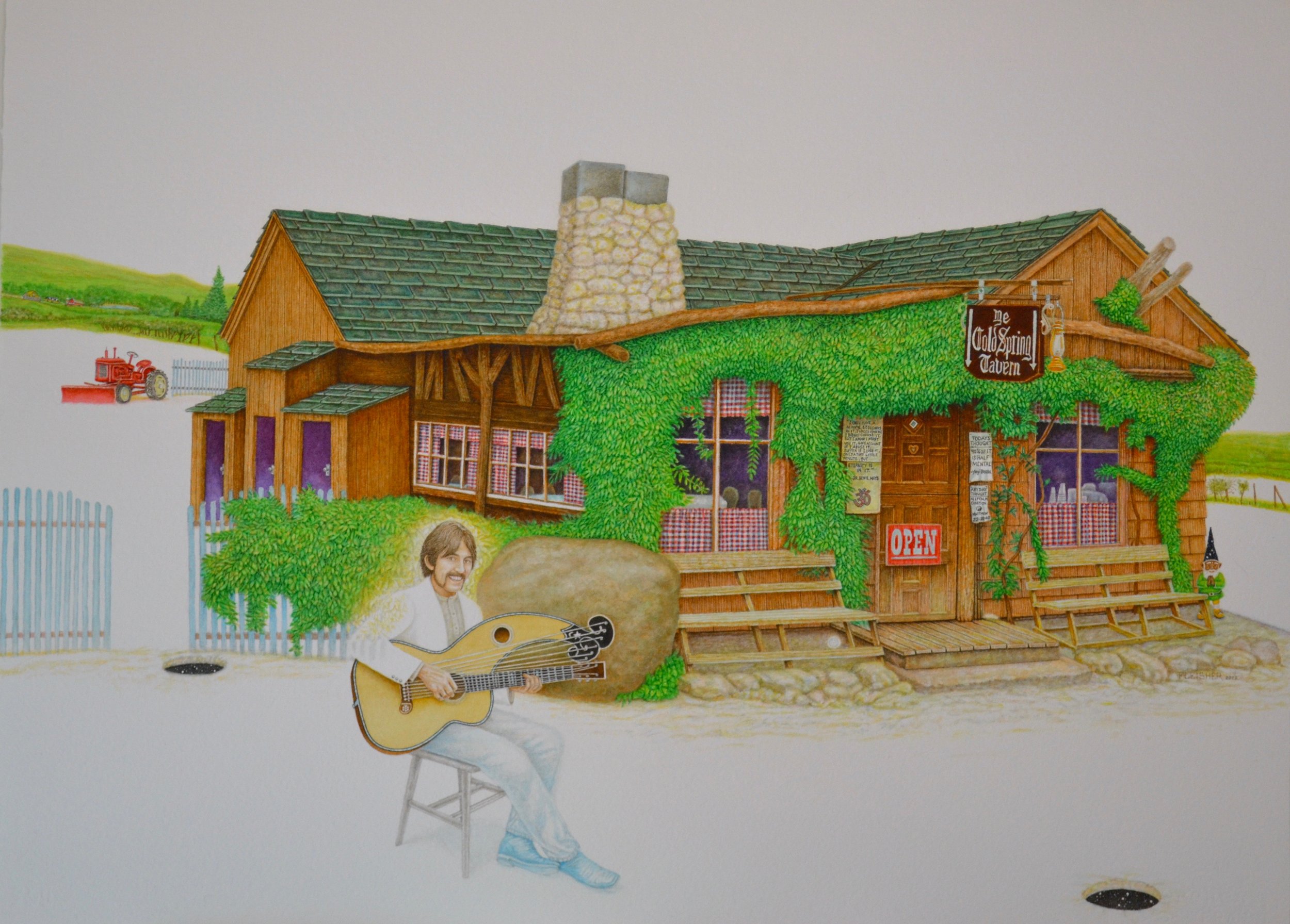Ye Cold Spring Tavern with George Harrison  2022  30x22  watercolor