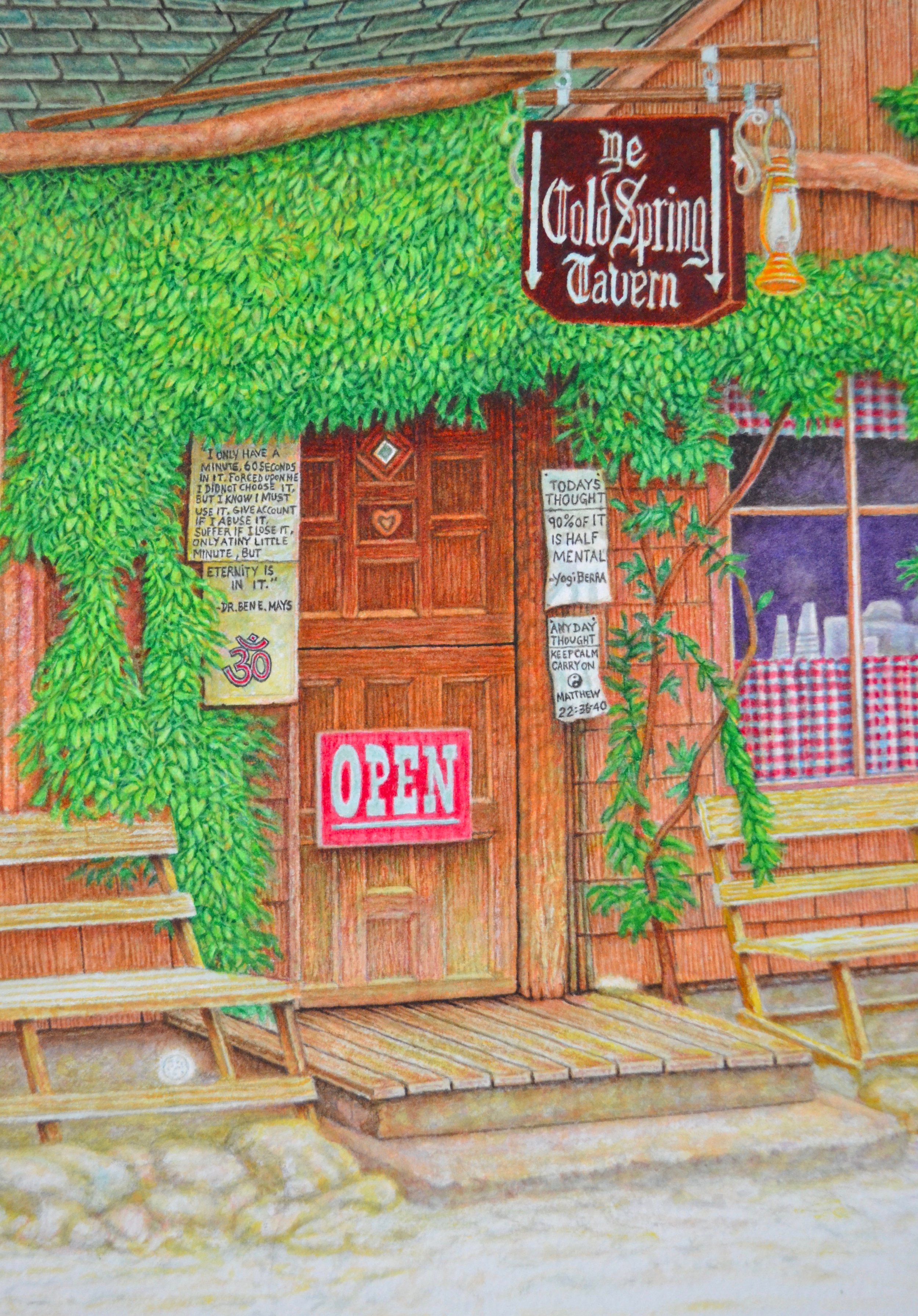 Detail, Front Door , Ye Cold Spring Tavern  2022  30x22  watercolor