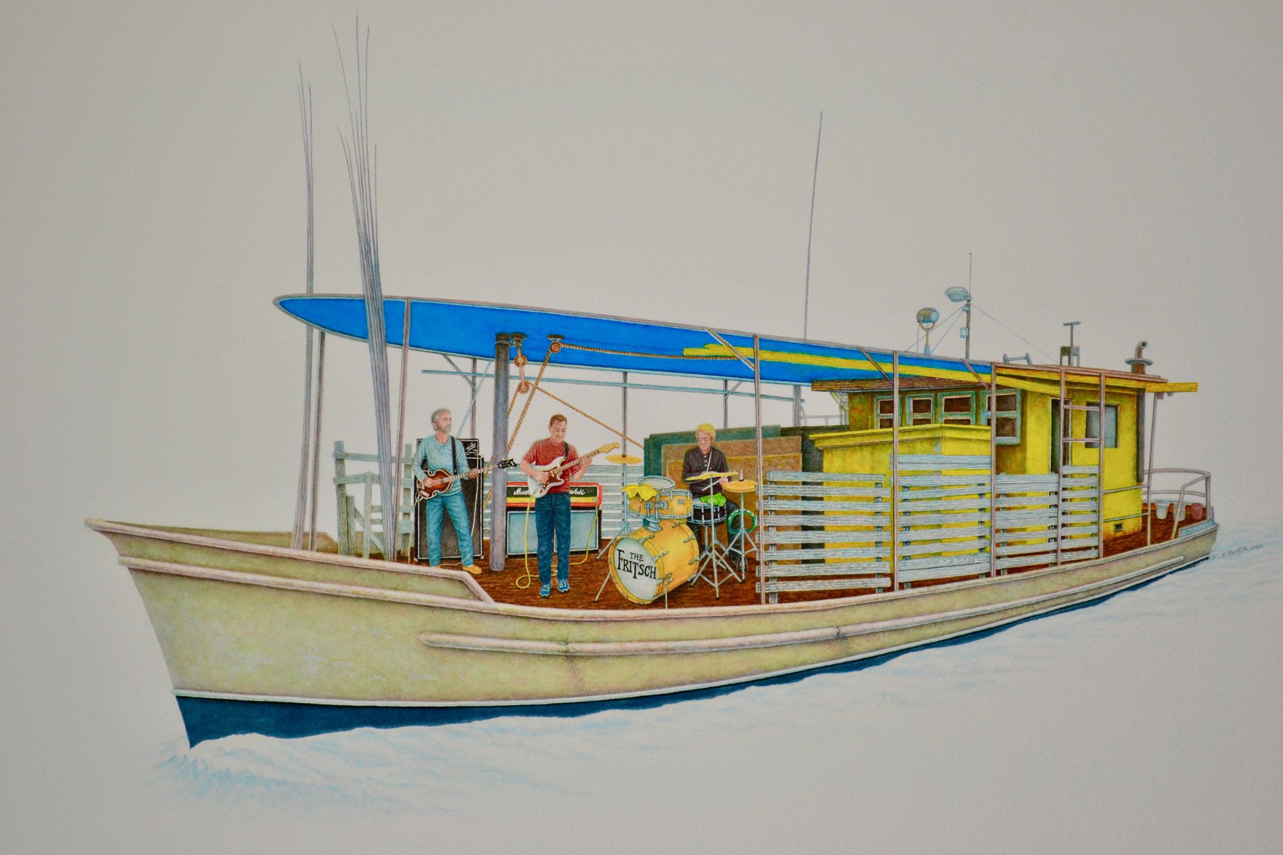 Shrimpboat Band    2022     30 x 23   watercolor