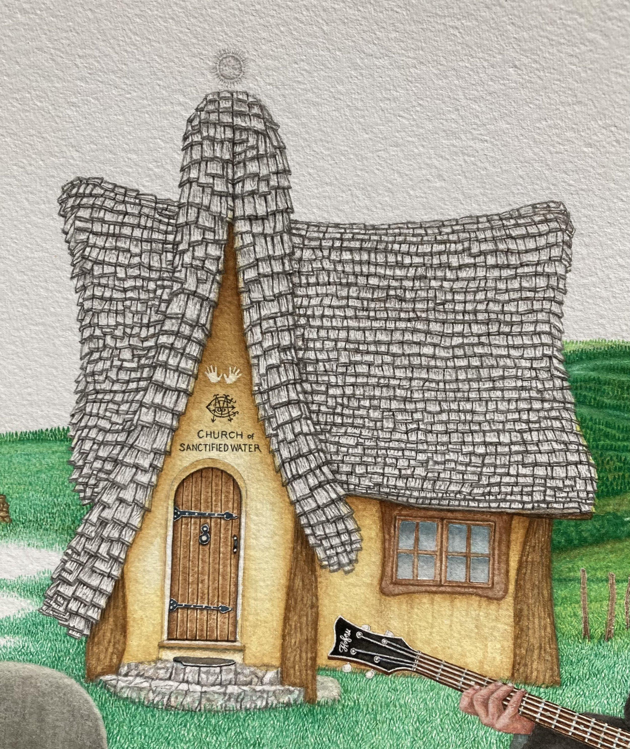 Detail: Church of Sanctified Water 2024 30x22 watercolor