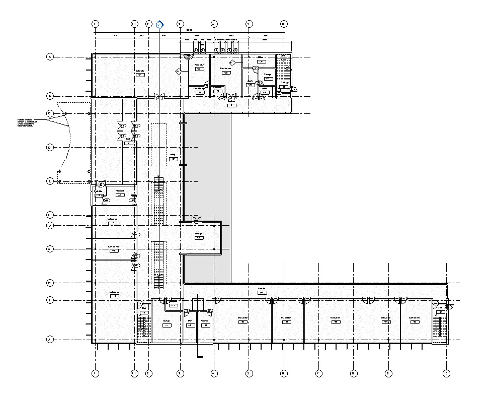 vue montrant le base building avec une une PHASE d'aménagement