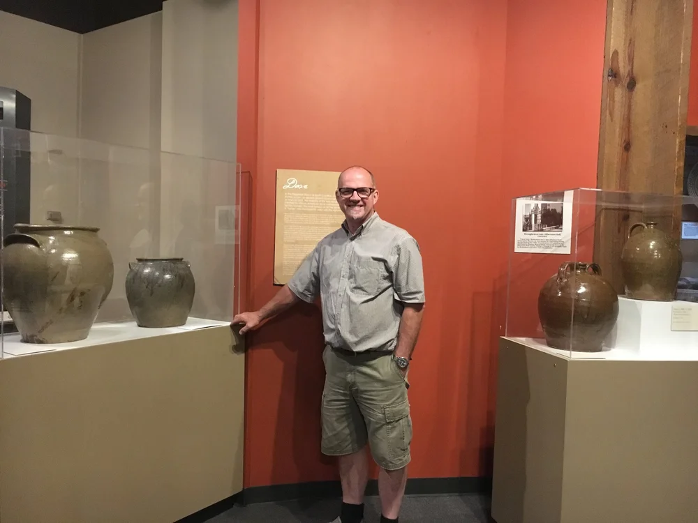 Tony with Dave the Potter pieces